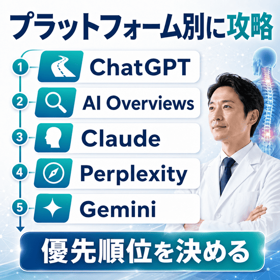 AIプラットフォーム別の攻略優先順位を示したイラスト
