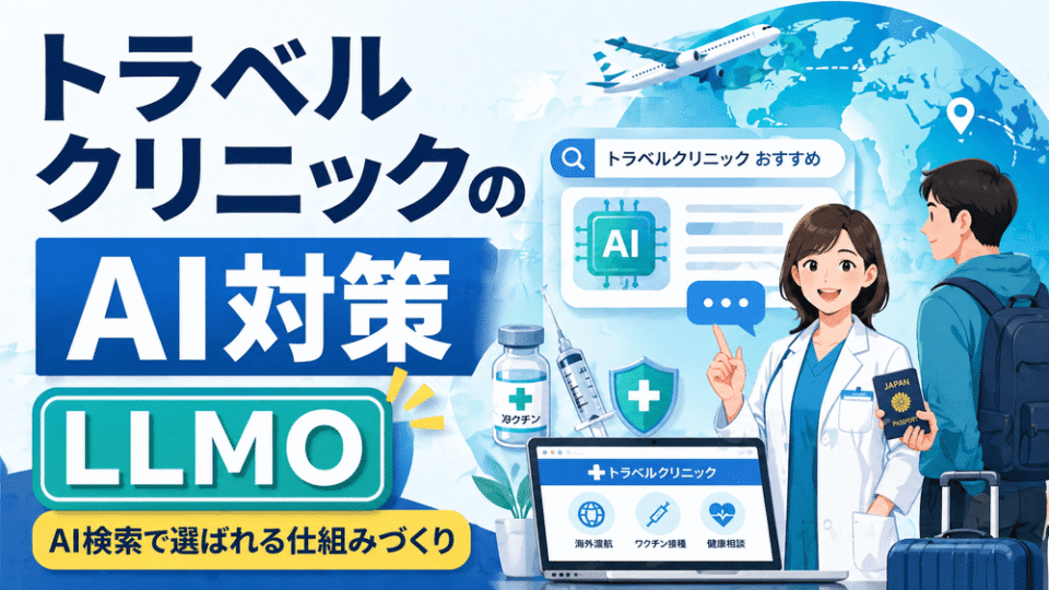 トラベルクリニックのAI対策とLLMOを解説するアイキャッチ画像