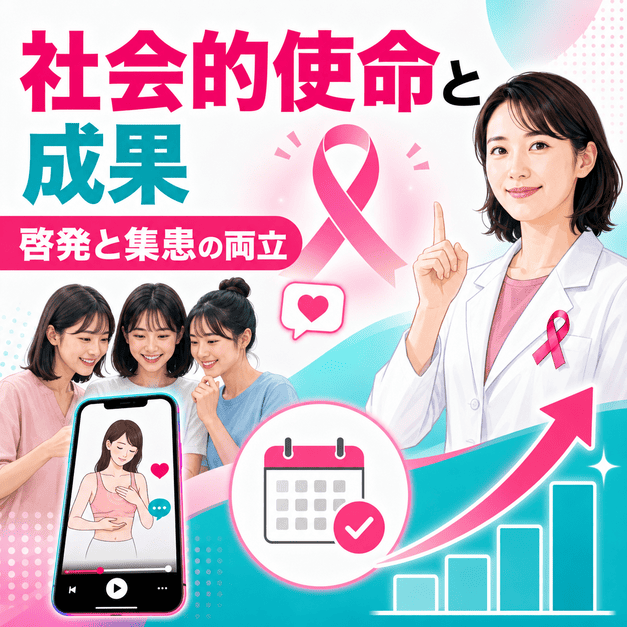 乳腺外科クリニックのTikTok集患が若年女性への啓発と検診予約増加を両立する様子