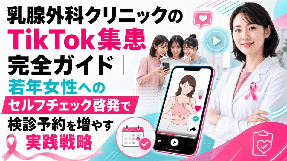 乳腺外科クリニックがTikTokで若年女性へセルフチェック啓発を行い検診予約につなげる集患戦略を表したアイキャッチ画像