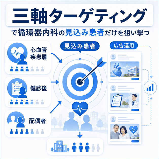院長が動画やライブ配信で循環器内科の専門性と信頼感を伝えるイメージ