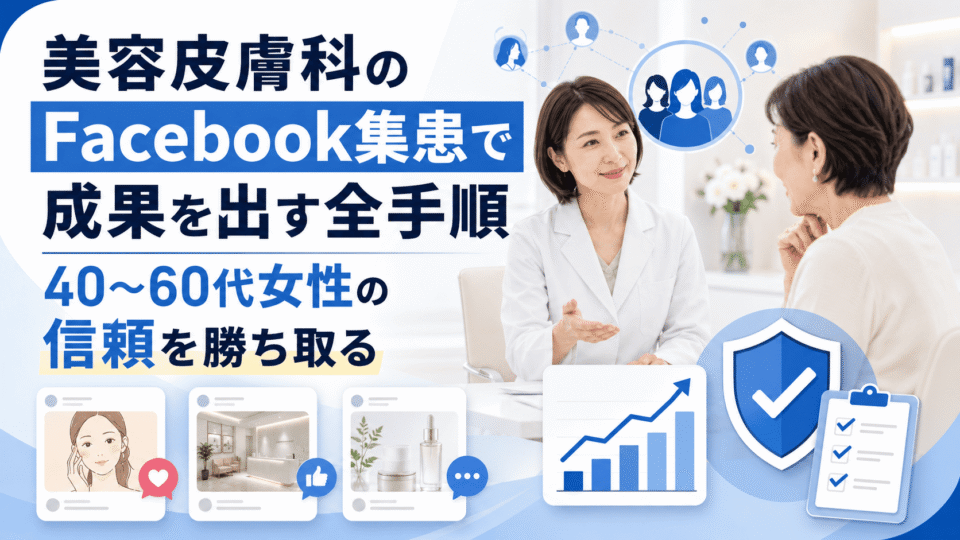 美容皮膚科のFacebook集患で40〜60代女性の信頼獲得と広告審査対策を解説するイメージ