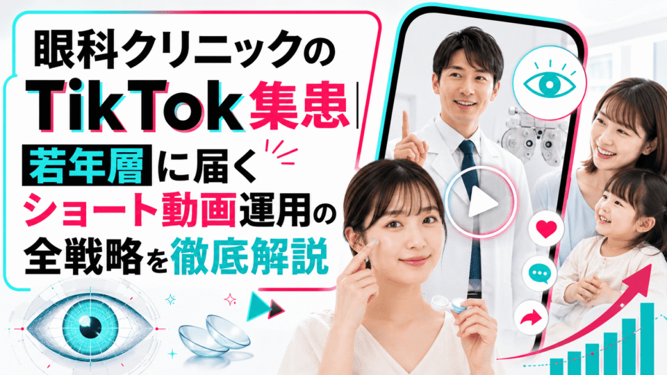 眼科クリニックがTikTokのショート動画を活用して若年層へ集患する戦略を示したアイキャッチ画像