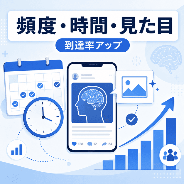 投稿頻度、投稿時間、ビジュアル設計を組み合わせてFacebookの到達率を高める図解