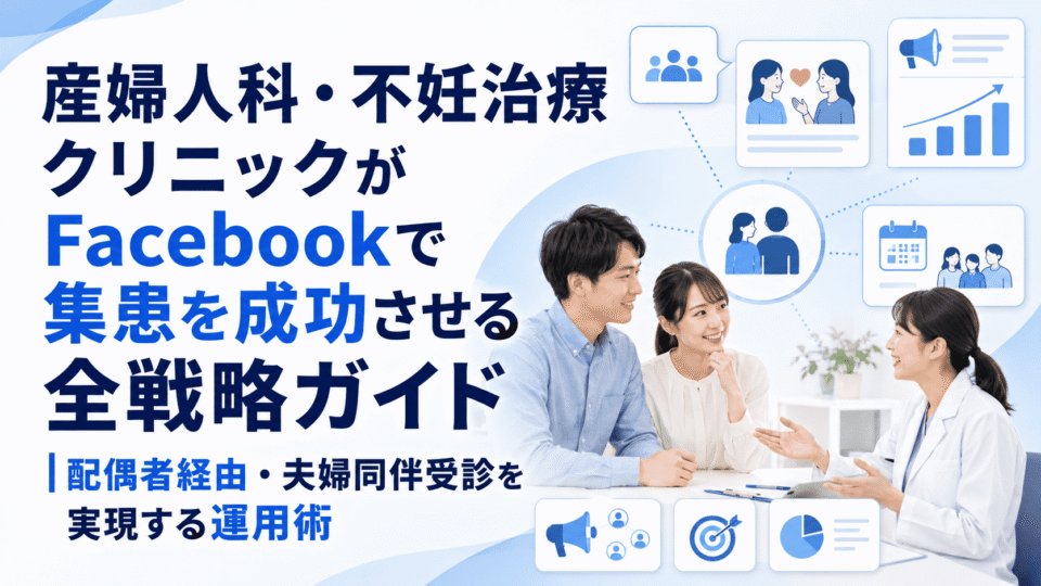 産婦人科・不妊治療クリニックがFacebookで夫婦同伴受診や配偶者経由の集患を実現する戦略を表したアイキャッチ画像