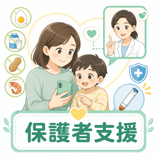 食物アレルギー児の保護者がLINEでクリニックから継続的な支援を受ける様子
