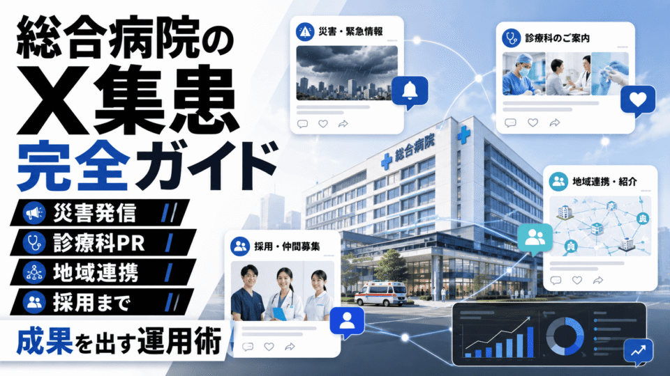 総合病院のX集患で災害発信、診療科PR、地域連携、採用を総合的に運用する全体像