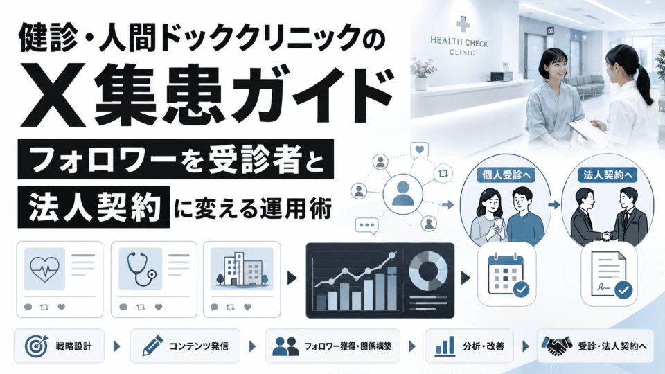 健診・人間ドッククリニックのX集患で、フォロワーを個人受診と法人契約につなげる運用全体像