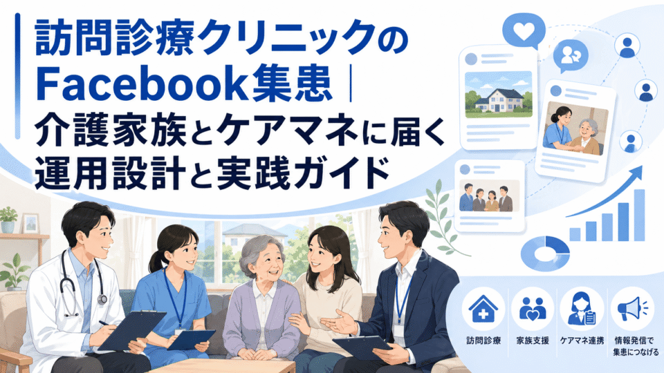 訪問診療クリニックのFacebook集患で介護家族とケアマネに情報を届ける運用設計のイメージ