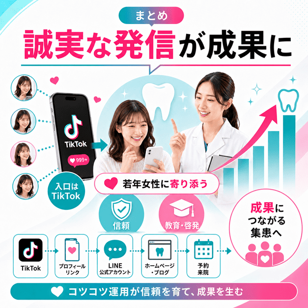 誠実な情報発信と若年女性への寄り添いが審美歯科・ホワイトニングの集患成果につながるイメージ