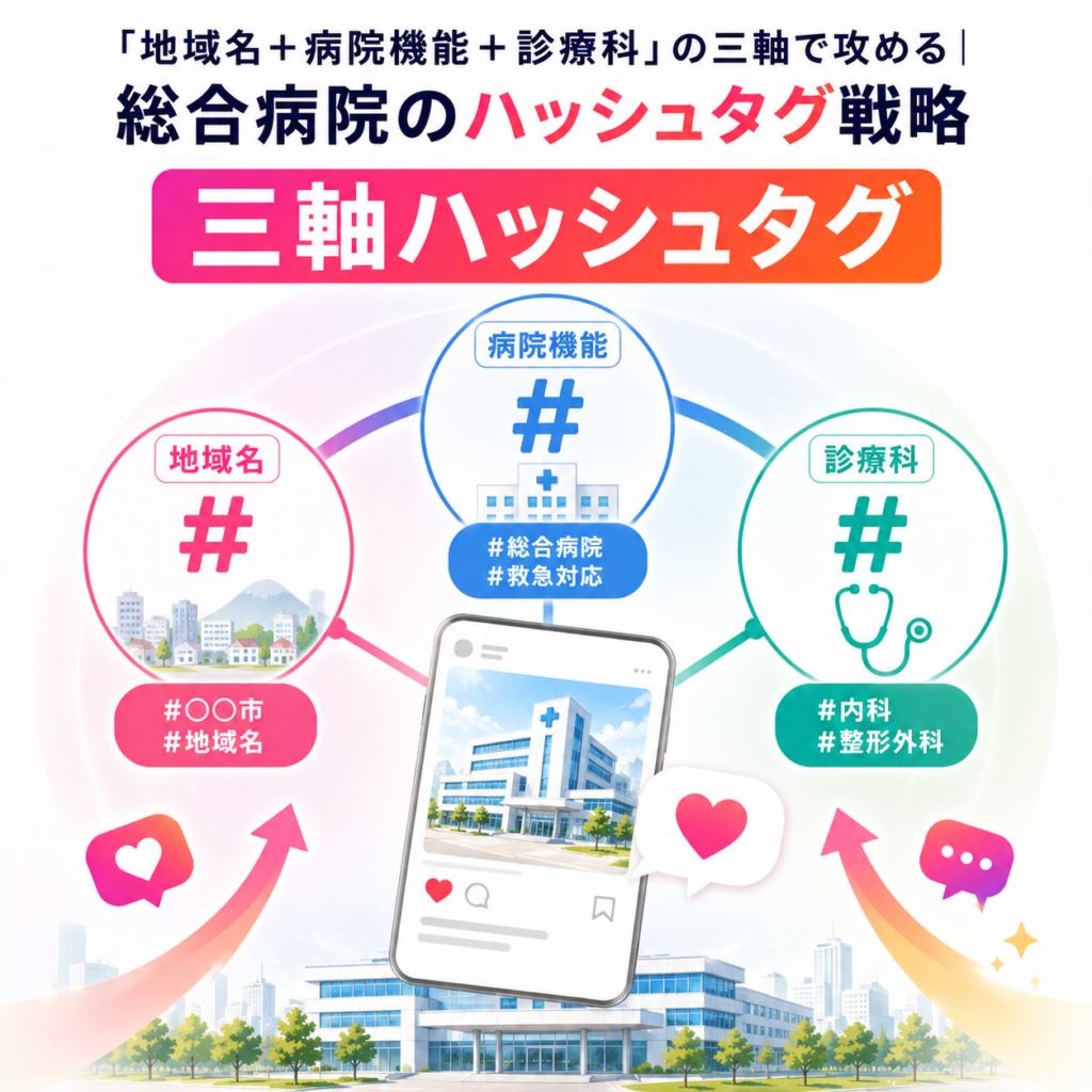 地域名、病院機能、診療科の三軸を組み合わせた総合病院向けInstagramハッシュタグ戦略