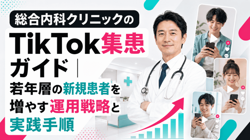 総合内科クリニックがTikTokを活用して若年層の新規患者を増やす運用戦略を示したアイキャッチ画像