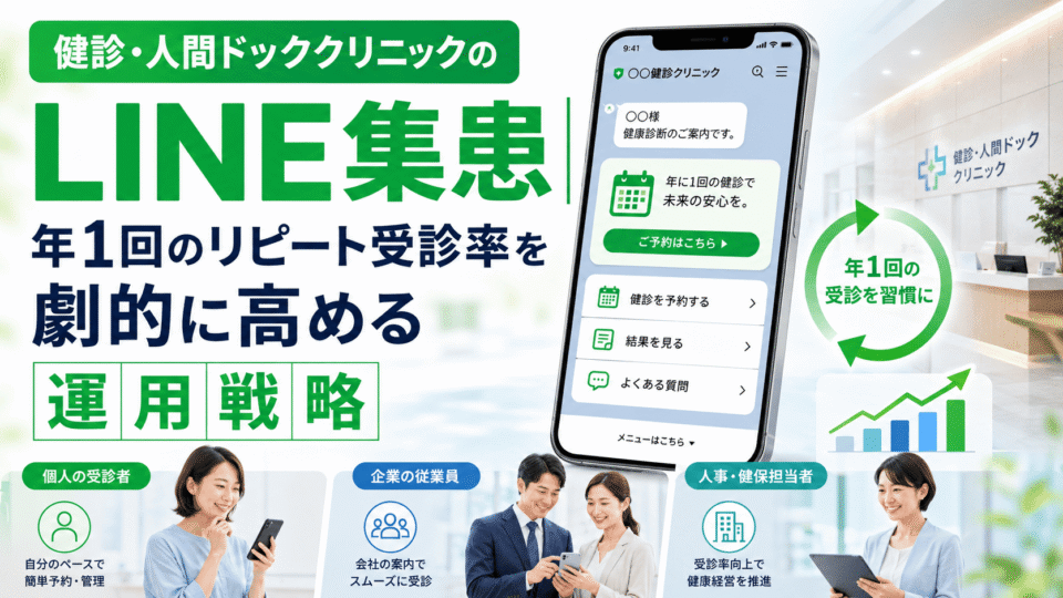 健診・人間ドッククリニックのLINE集患で年1回のリピート受診を促す運用戦略のイメージ
