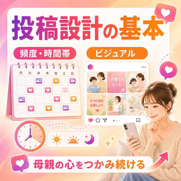 マタニティ・妊活向けハッシュタグを4階層で設計し、発見タブからのInstagram流入を伸ばすイラスト