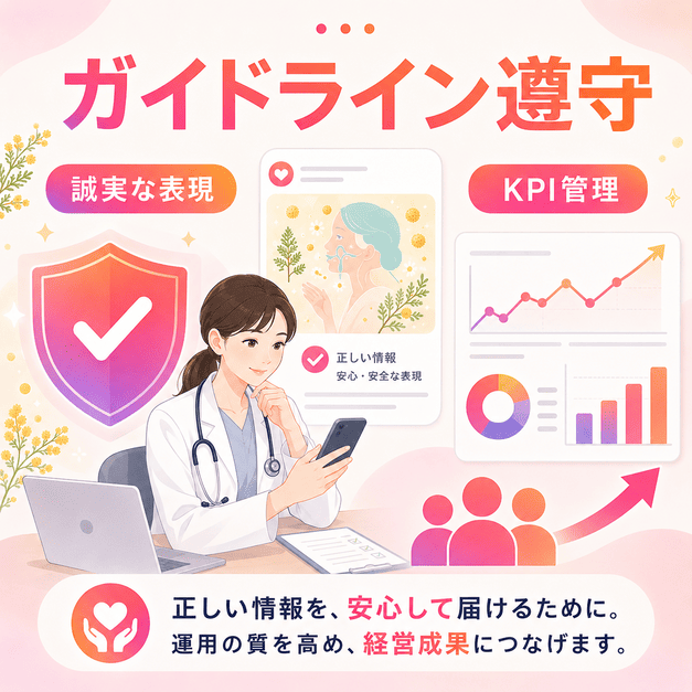 医療広告ガイドラインを守りながらKPIを管理するアレルギー科Instagram運用のイラスト
