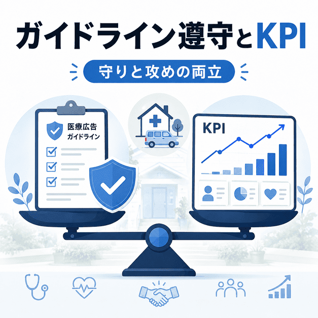 医療広告ガイドライン遵守とKPI管理を両立してX運用の守りと攻めを設計するイメージ