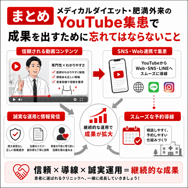 信頼できる動画発信、SNS連携、予約導線、誠実な医療広告運用を組み合わせて成果につなげるまとめ