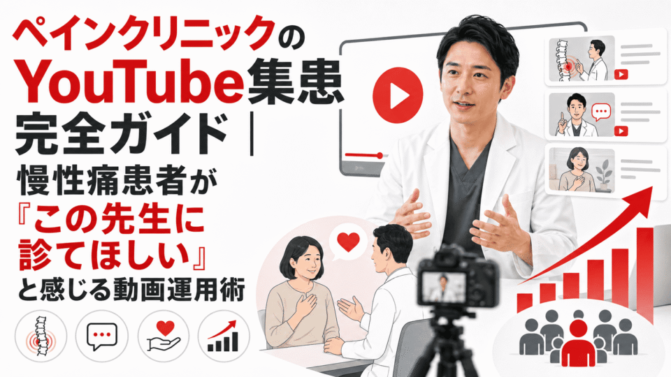 ペインクリニックの医師がYouTube動画で慢性痛患者に向けて誠実に情報発信し、集患につなげる様子