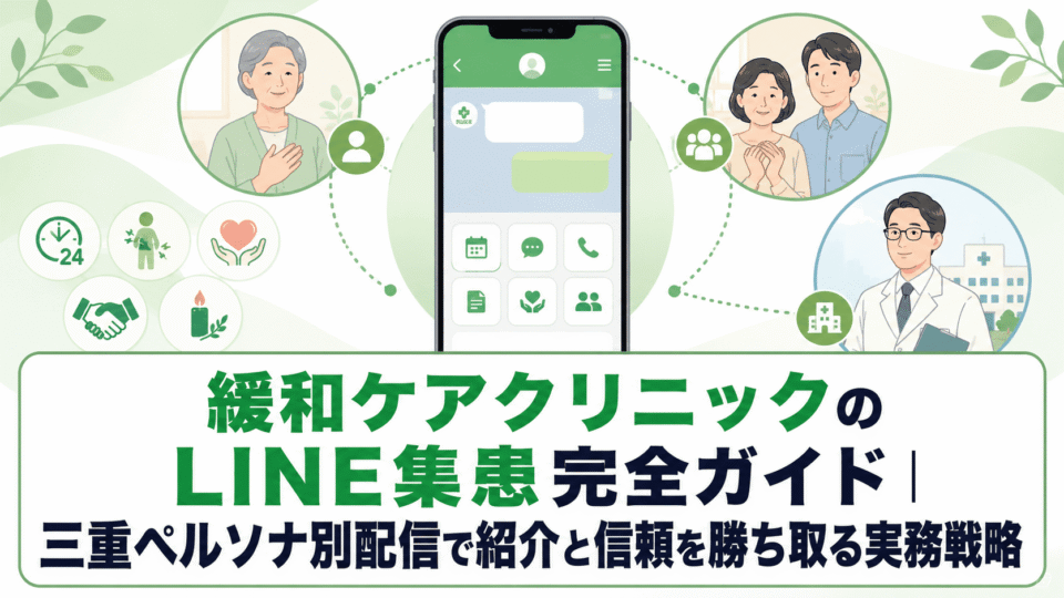 緩和ケアクリニックのLINE運用で患者本人・家族・主治医病院をつなぐ三重ペルソナ配信のイメージ
