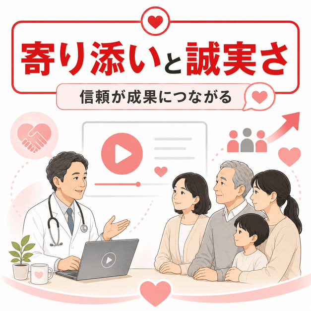 緩和ケアクリニックのYouTube運用で寄り添いと誠実さが信頼と成果につながるまとめのイメージ