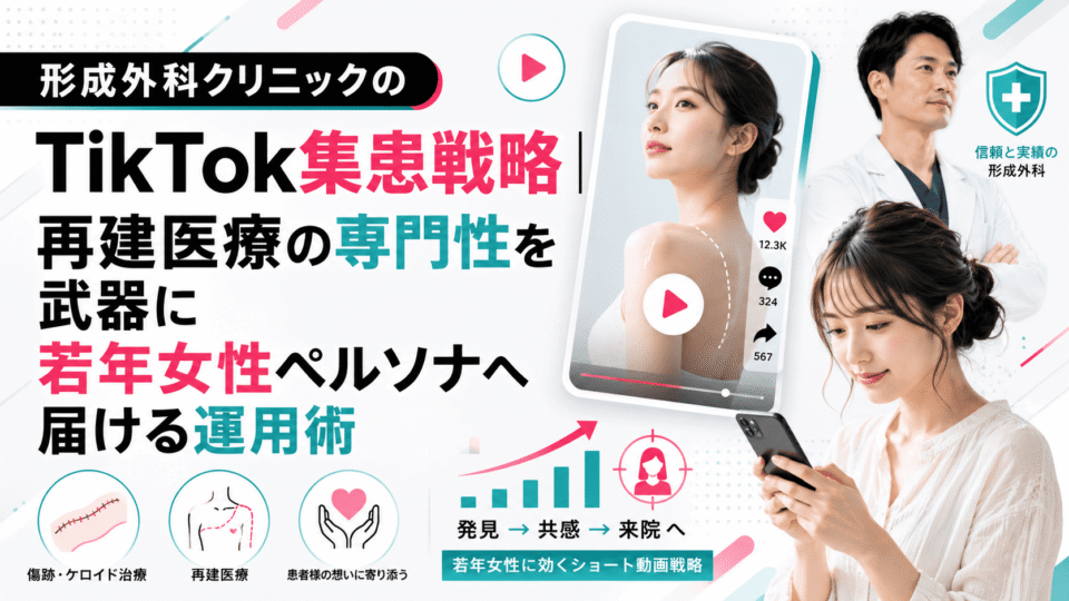 形成外科クリニックがTikTokを活用し、再建医療の専門性を若年女性に届ける集患戦略を表したアイキャッチ画像