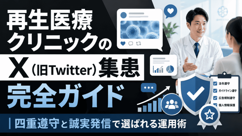 再生医療クリニックのX集患で四重遵守と誠実発信を重視する運用ガイドのアイキャッチ画像