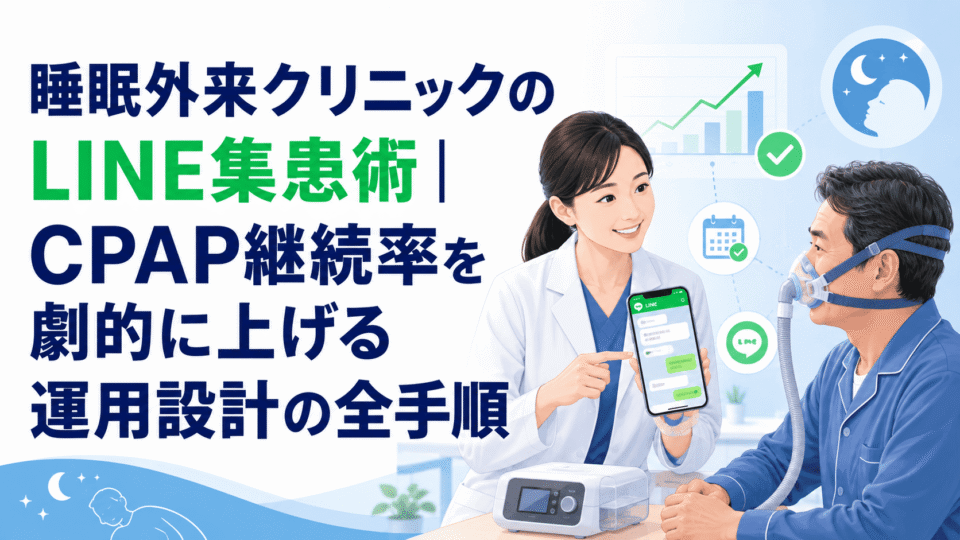 睡眠外来クリニックでLINEを活用し、CPAP継続率向上と患者管理を支援する運用設計のイメージ
