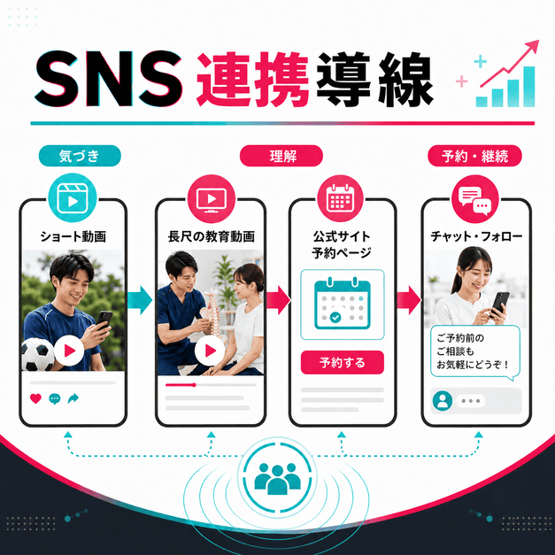 TikTokからYouTube、公式サイト、LINEへつながるリハビリクリニックの集患導線