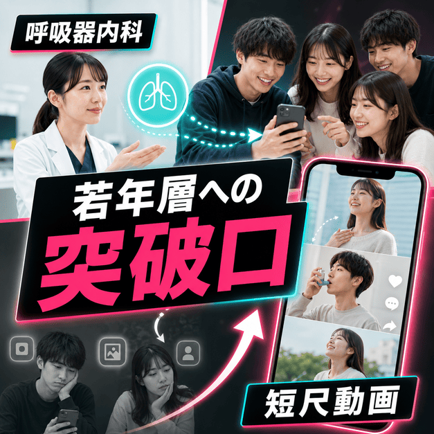 呼吸器内科クリニックがTikTokを使って若年層へ短尺動画で情報発信する様子