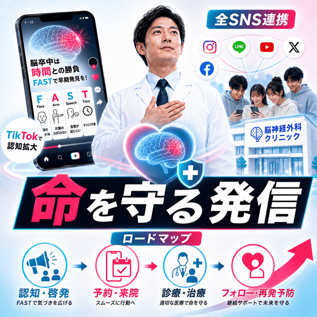 脳神経外科クリニックがTikTokで命を守る発信を続けるまとめのイメージ