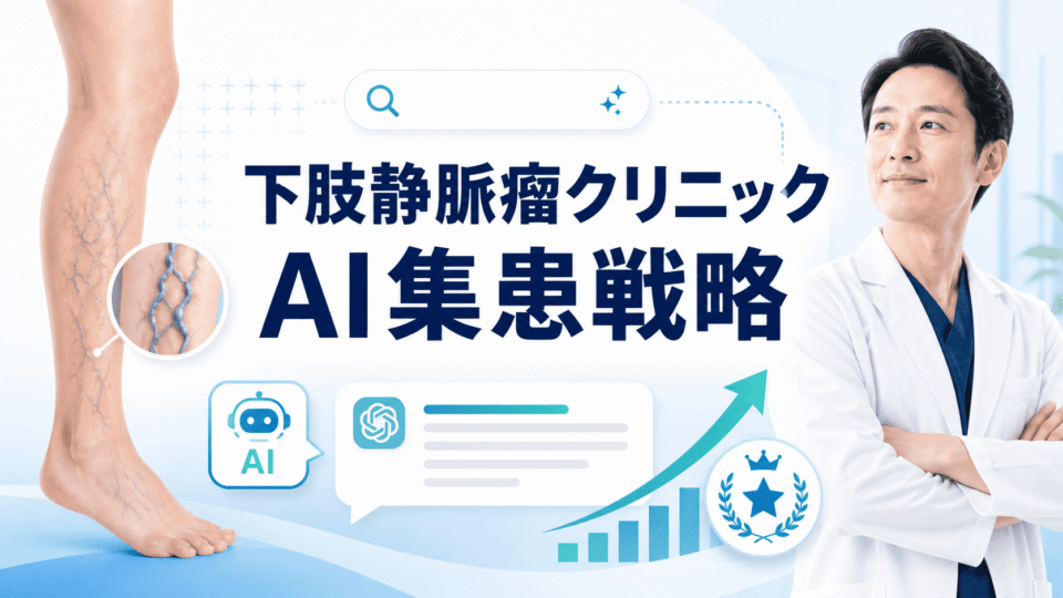 下肢静脈瘤治療クリニックがAI検索時代に選ばれるための集患戦略を表したアイキャッチ画像