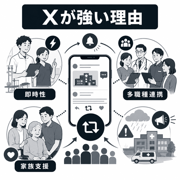 リハビリテーション科クリニックがXで即時性、多職種連携、家族支援を活かして集患につなげる仕組み