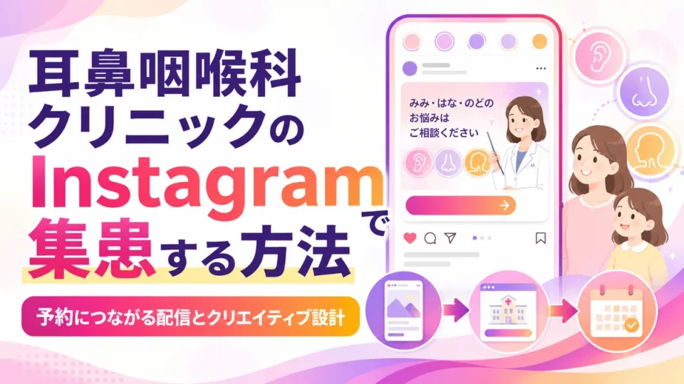 耳鼻咽喉科クリニックのInstagram広告集患と予約導線を示すアイキャッチ画像