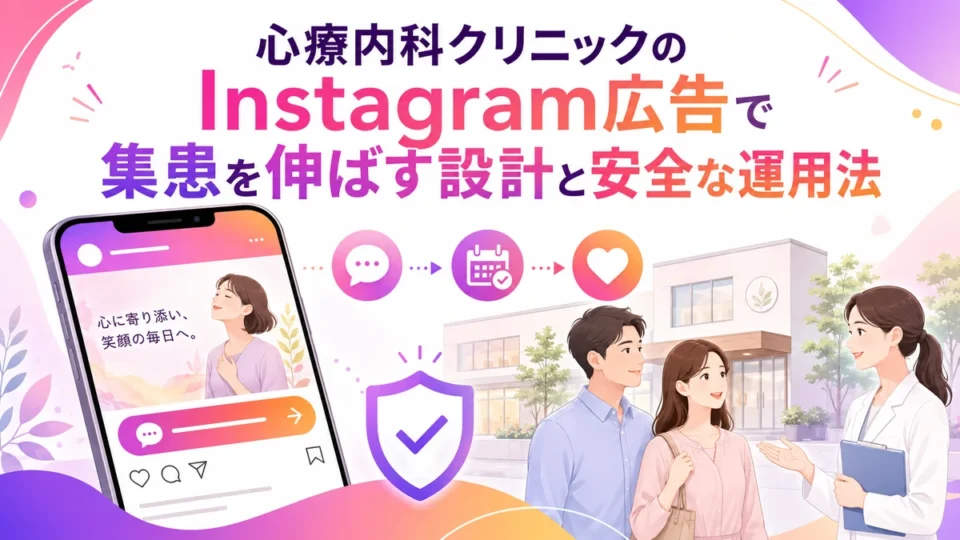 心療内科クリニックのInstagram広告運用を示すアイキャッチ画像