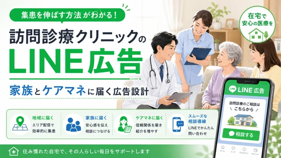 訪問診療クリニックのLINE広告で家族やケアマネに相談導線を届けるアイキャッチ画像