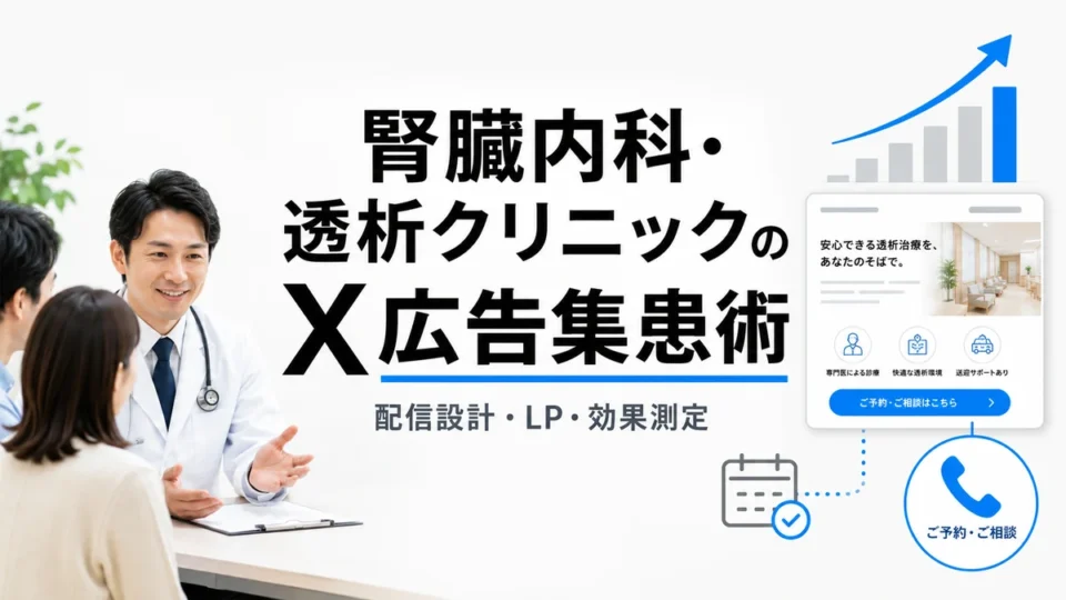 腎臓内科・透析クリニックのX広告集患術を示すアイキャッチ画像