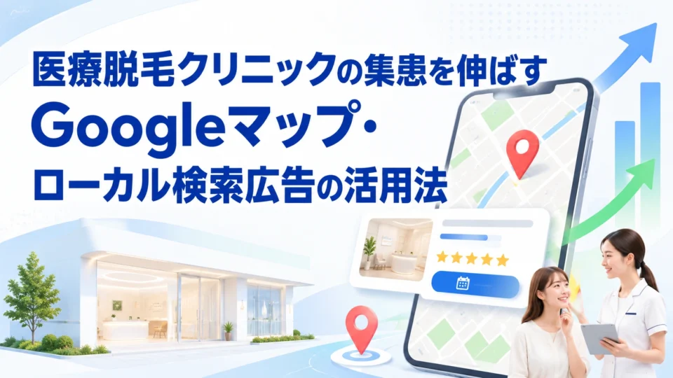 医療脱毛クリニックの集患をGoogleマップとローカル検索広告で伸ばす全体像を示すアイキャッチ画像
