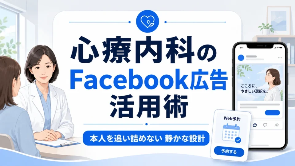 心療内科クリニックのFacebook広告活用術を示すアイキャッチ画像