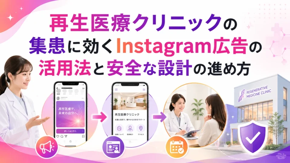 再生医療クリニックのInstagram広告活用と安全設計を示すアイキャッチ画像