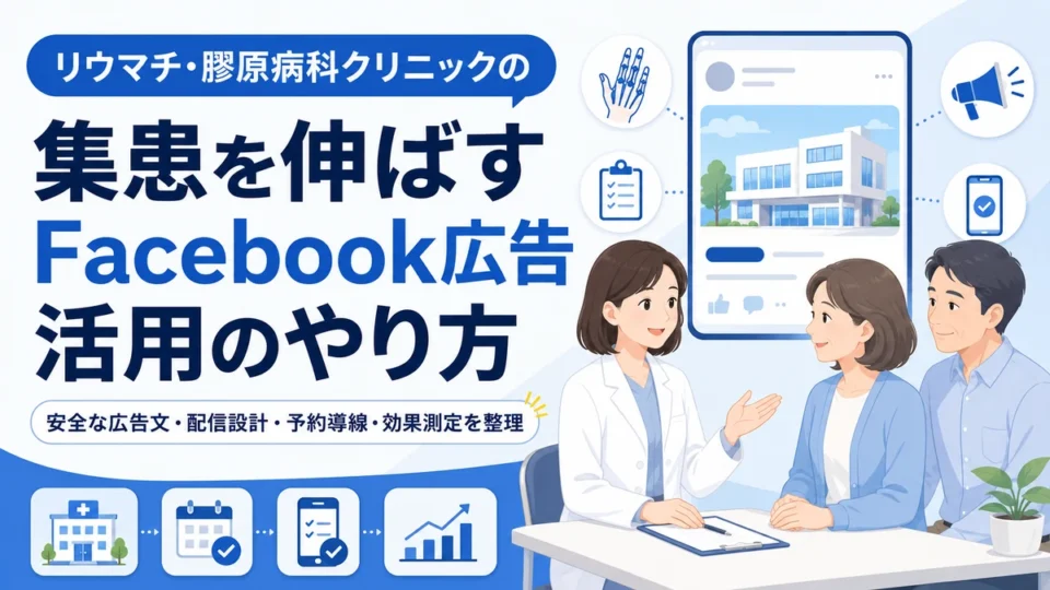 リウマチ・膠原病科クリニックのFacebook広告活用による集患設計を示すアイキャッチ画像