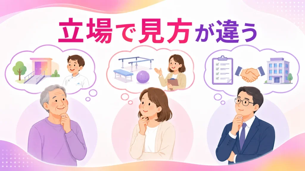 本人や家族や紹介者で異なる広告の見方を示す図解