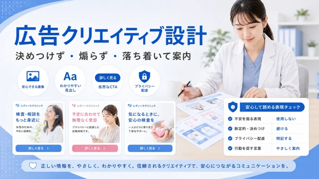 レディースクリニック広告で安心感を重視したクリエイティブ設計のイメージ