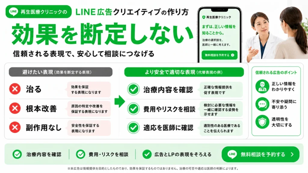 LINE広告表現を比較するイラスト