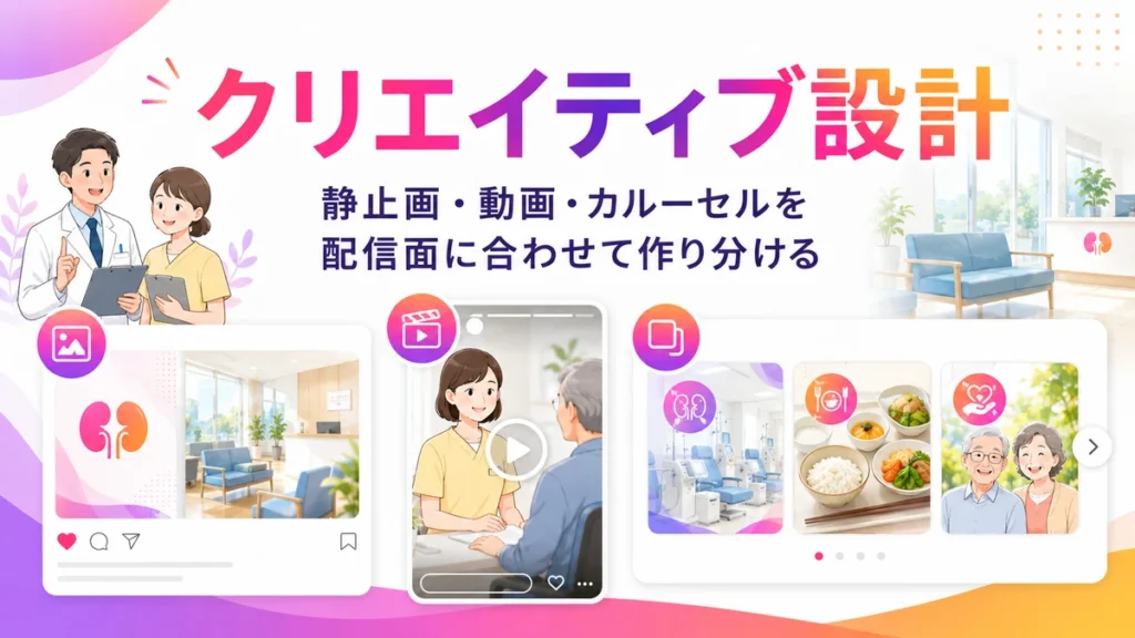 使い分ける広告クリエイティブ設計の図解