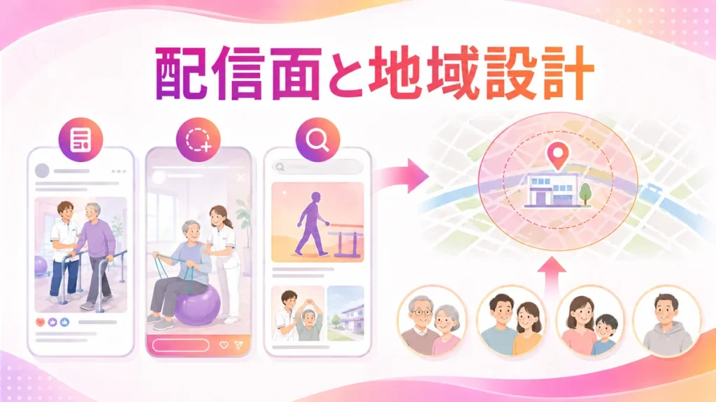 配信面と地域ターゲティングを組み立てる図解