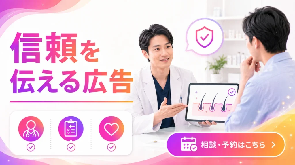 不安を煽らず信頼感を伝えるAGAクリニック広告クリエイティブ