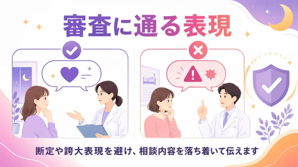 医療広告で断定や誇大表現を避ける表現ルールの図