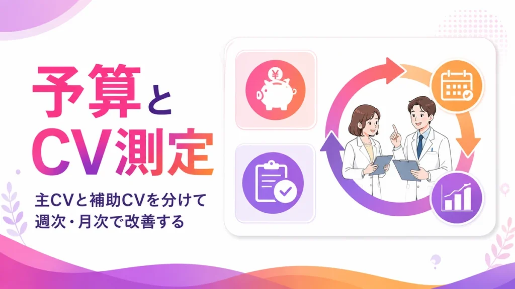 広告予算とCV測定を分けて改善サイクルを回す流れの図解
