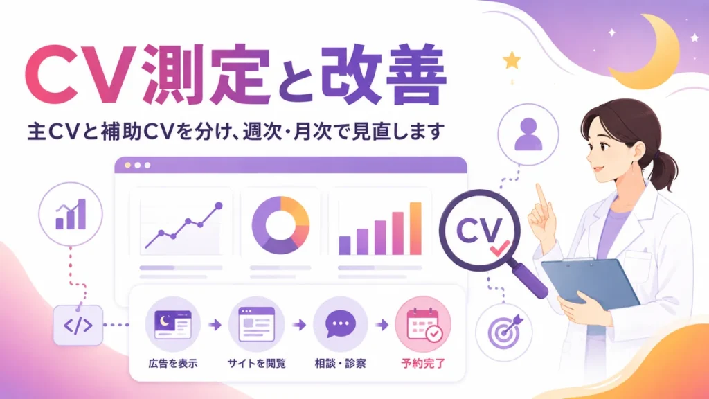 主CVと補助CVを分けて広告効果を測定改善する図