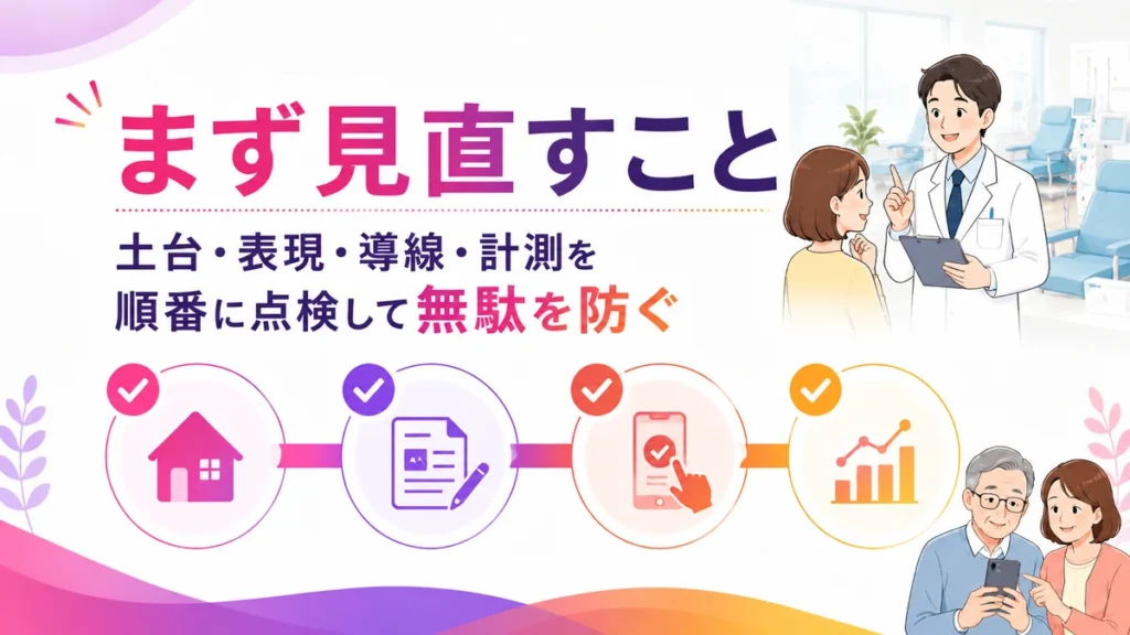 Instagram広告でまず見直す土台や表現、導線、計測を示す図解